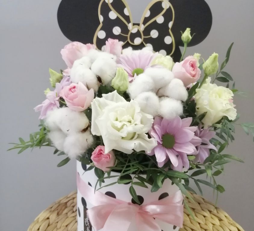 Коробка шляпная микки-маус с цветами 367