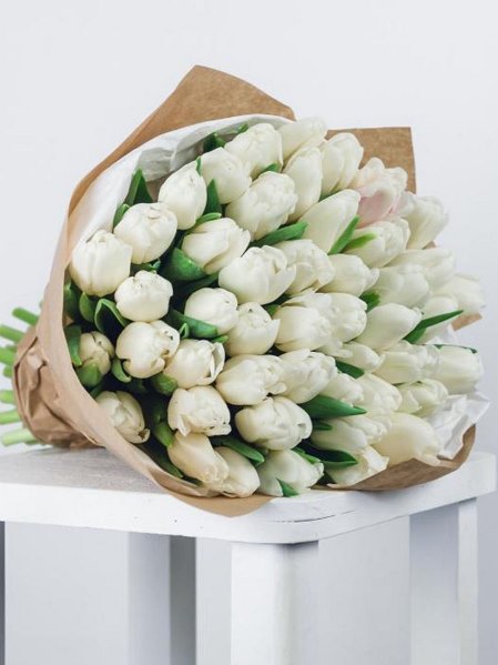 Букет из 51 белого тюльпана 244