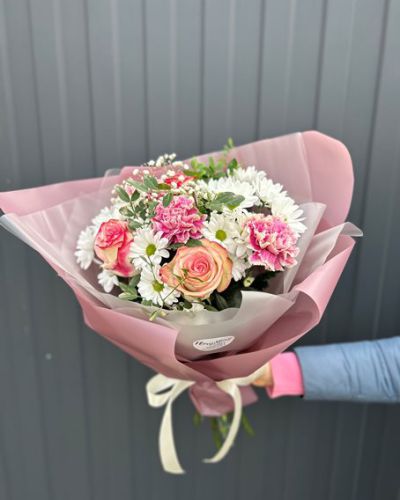 Букет из розы и хризантемы — 872