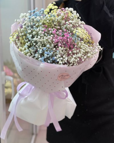 Букет из радужной гипсофилы в размере S 230