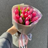 Букет из 21 розового тюльпана — 300