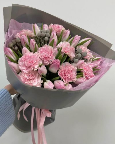 Букет из розового тюльпана  — 950