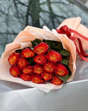 Букет из 15 рыжих роз 646