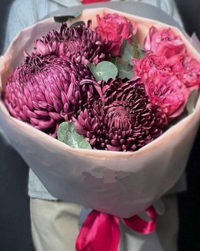 Букет их хризантем бигуди -1120