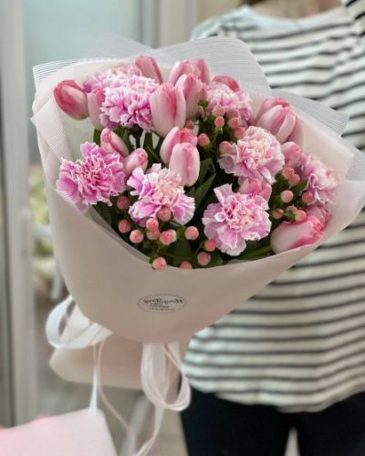 Букет из розового тюльпана  — 950