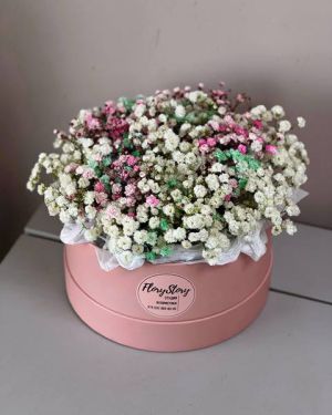 Коробка шляпная из радужной гипсофилы 665