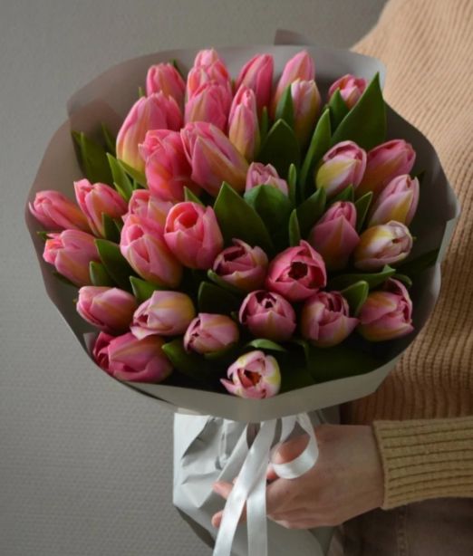 Букет сборный из 27 розовых тюльпанов 247