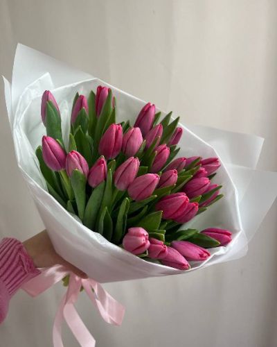 Букет из 33 розовых тюльпанов — 1057