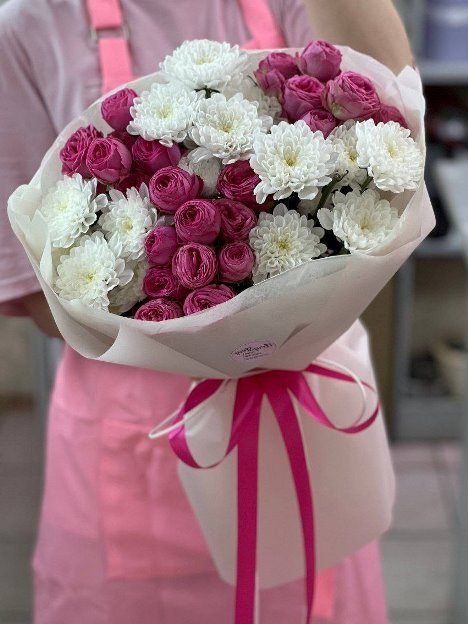 Букет сборный из пионовидной розы 065