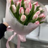 Букет из 19 махровых розовых тюльпанов- 1054