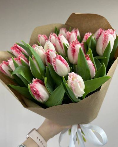 Букет сборный из 25 махровых тюльпанов -1051