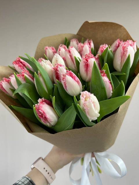 Букет сборный из 25 махровых тюльпанов -1051