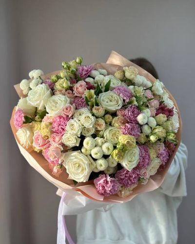 Букет дофаминовый из пионовидных роз  — 514