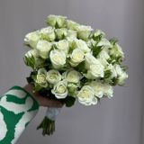 Свадебный букет невесты из белых кустовых роз-0726